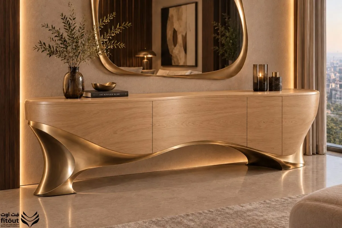 Wave-Base Buffet with Mirror