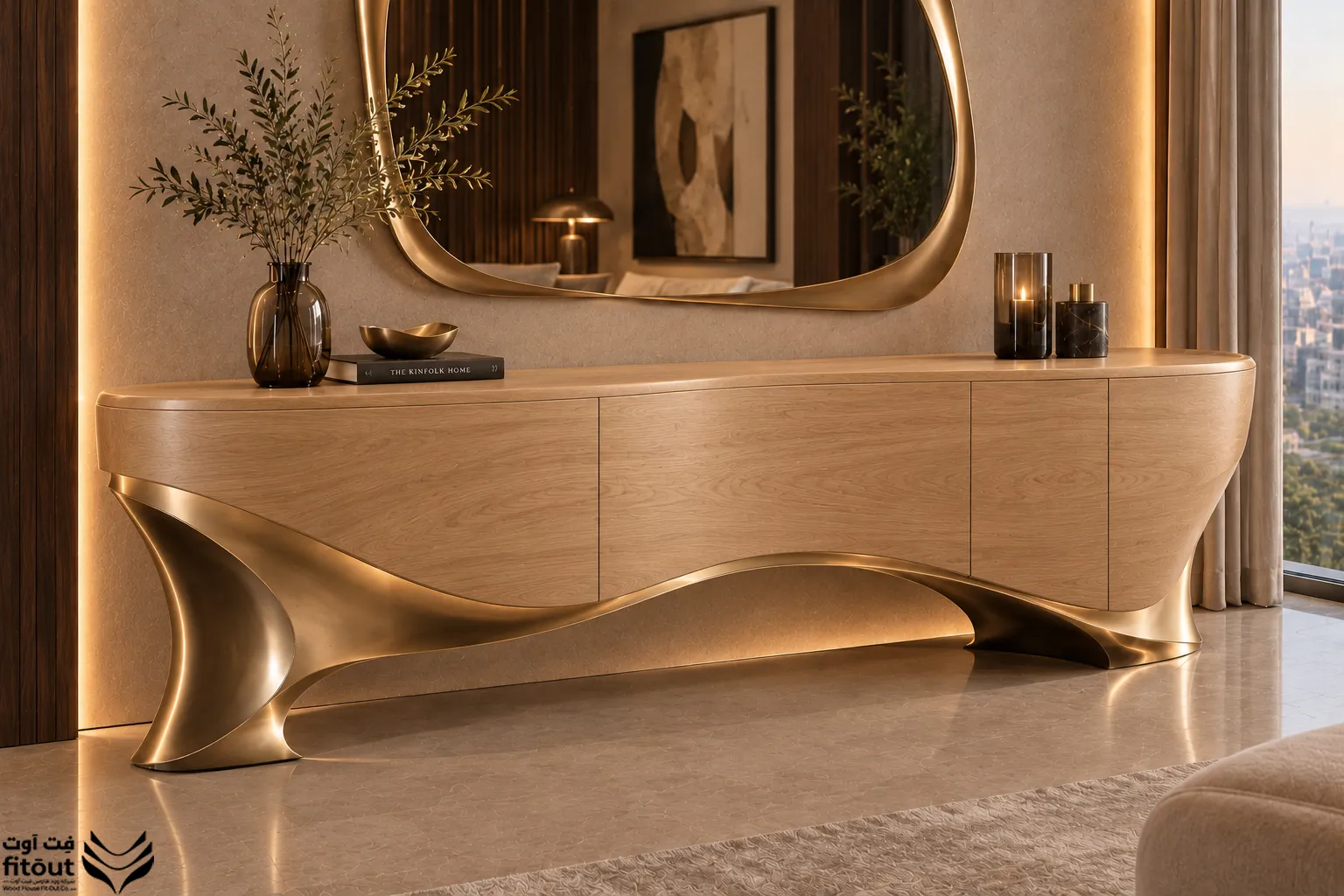Wave-Base Buffet with Mirror