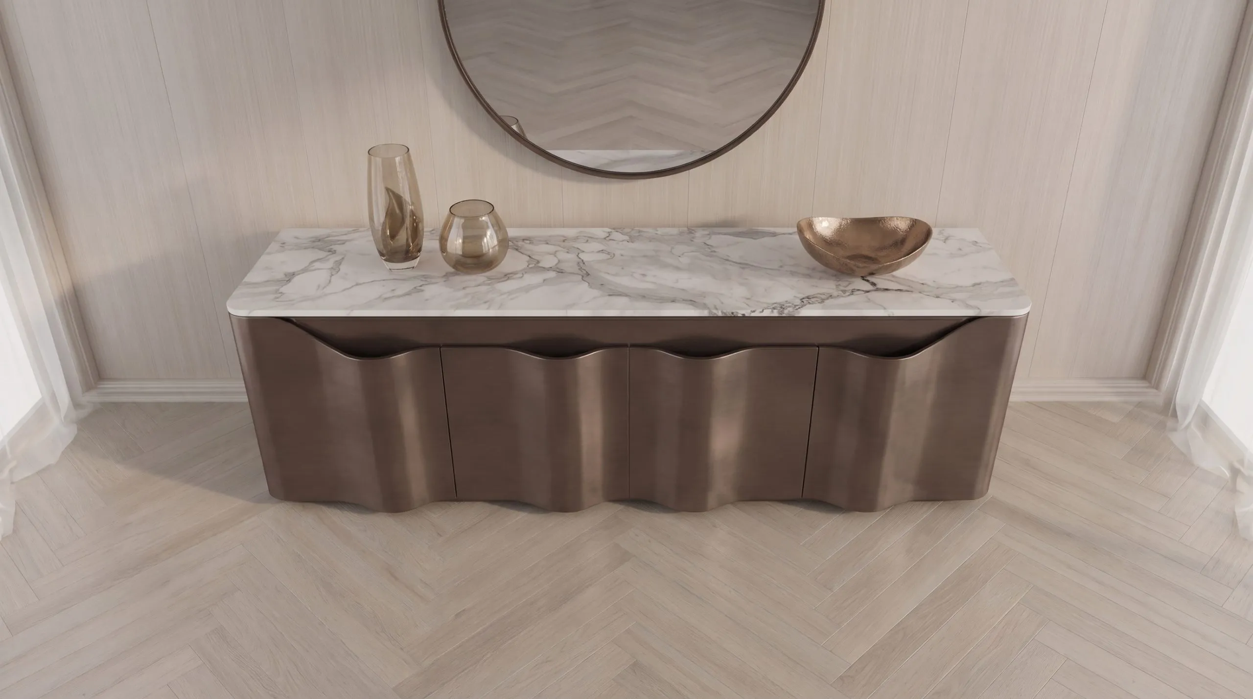 “Rona” Metallic Luxury Dining Sideboard