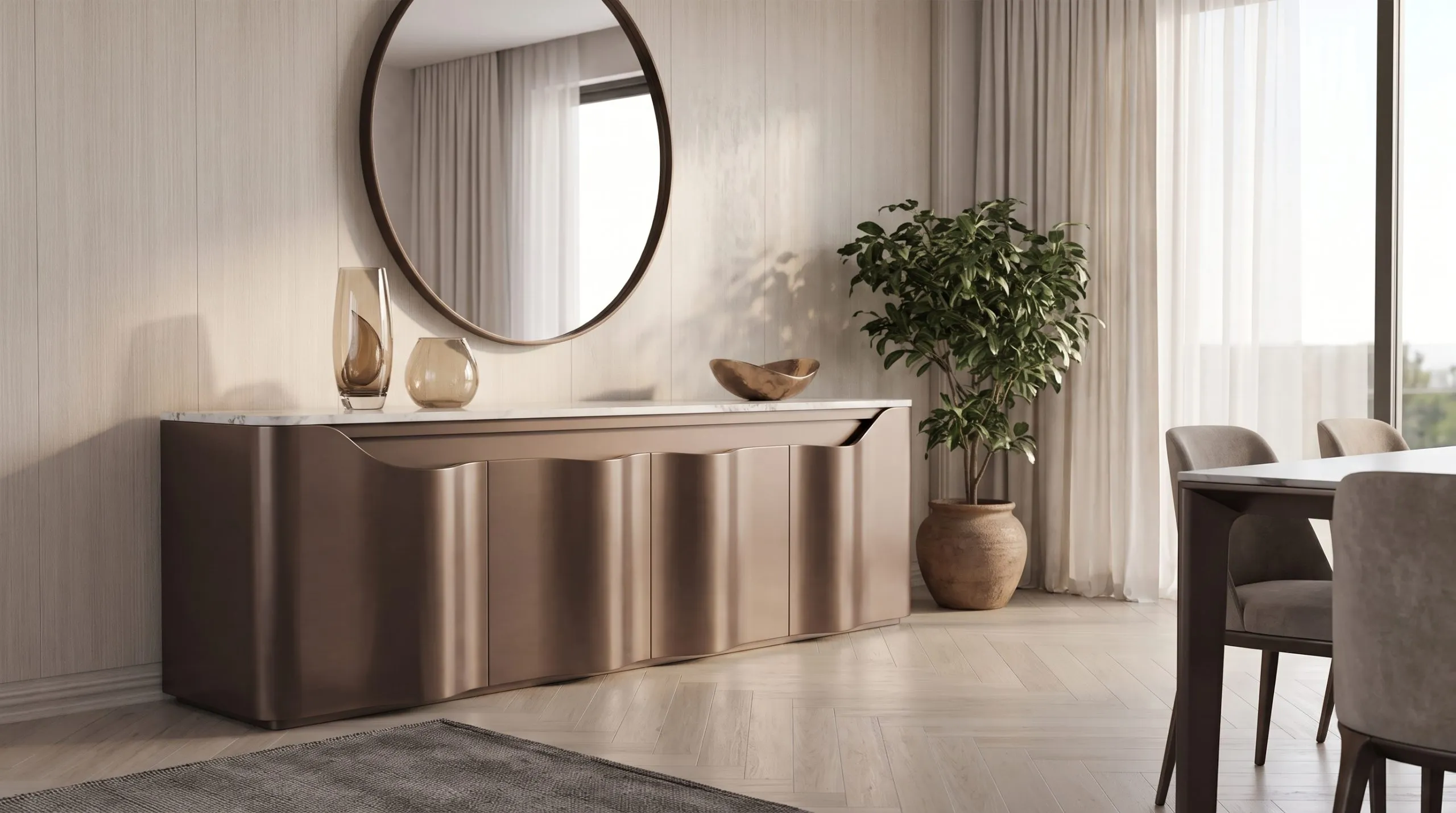 “Rona” Metallic Luxury Dining Sideboard