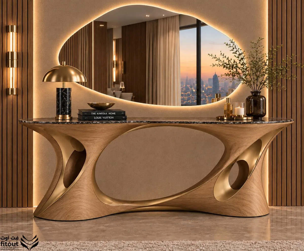 Wave Console Table with Mirror