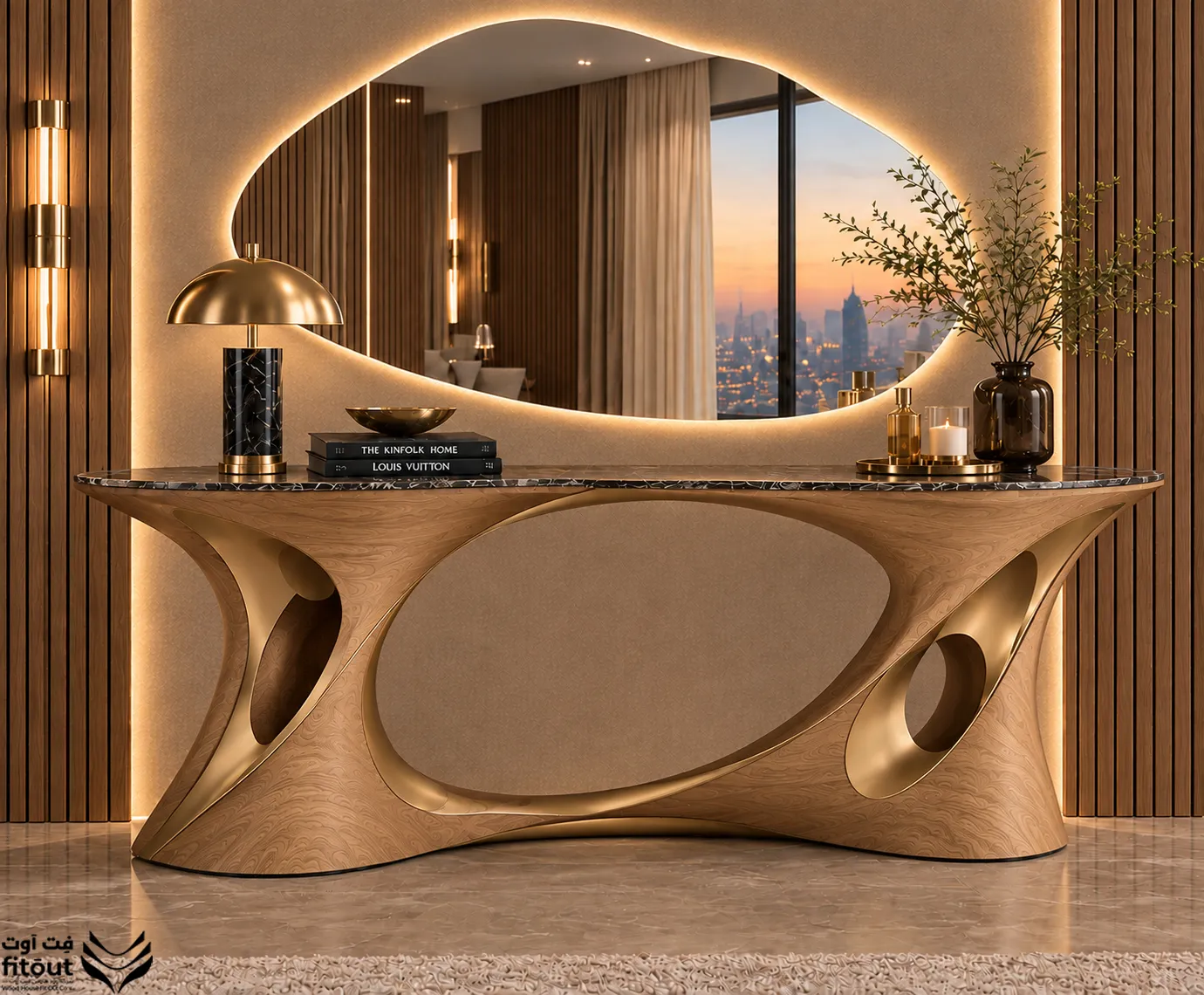 Wave Console Table with Mirror