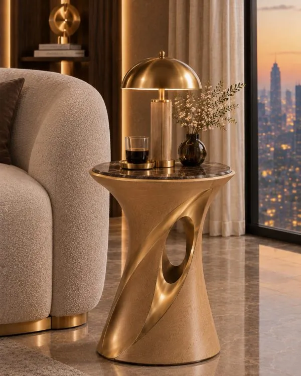 Sculptural Marble Side Table