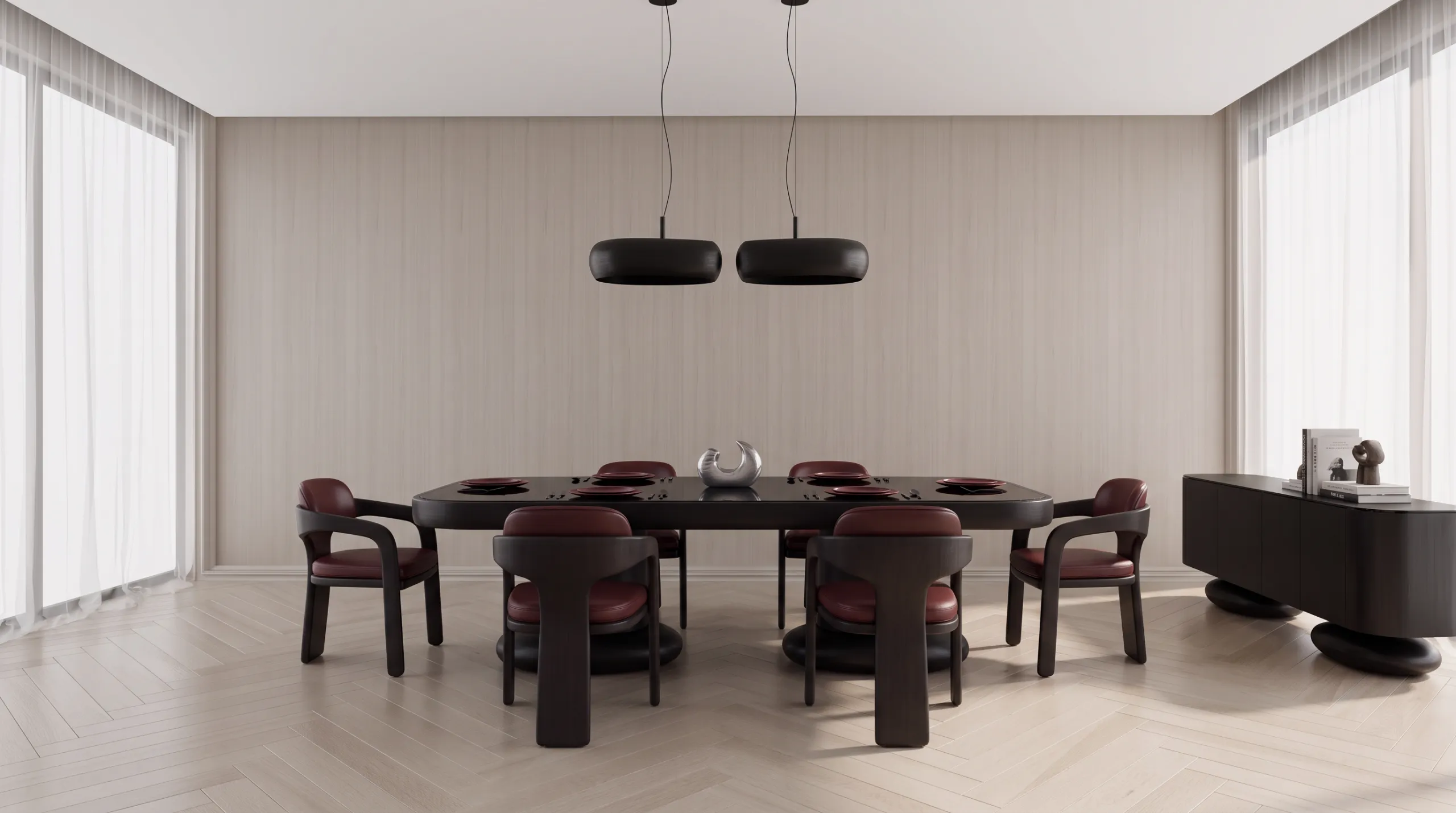 “Loop” Luxury Burgundy Dining Chair