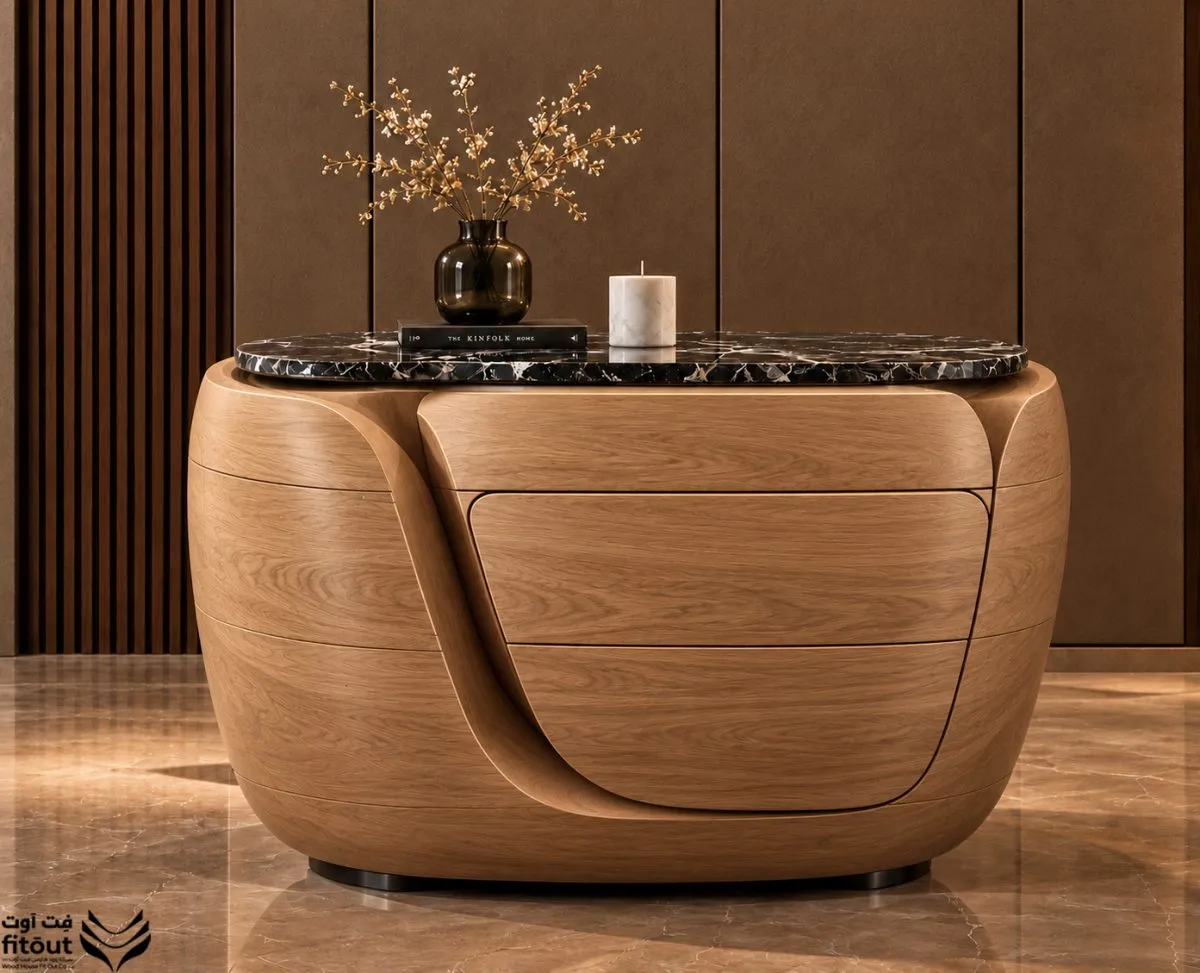 Curved Marble-Top Nightstand