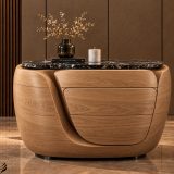 Curved Marble-Top Nightstand