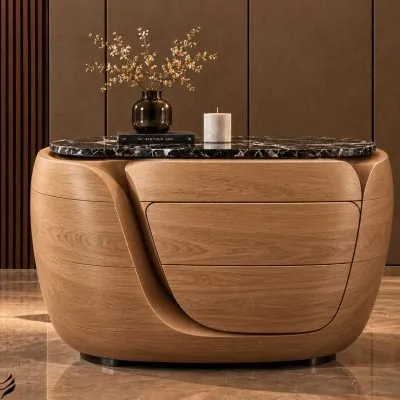 Curved Marble-Top Nightstand
