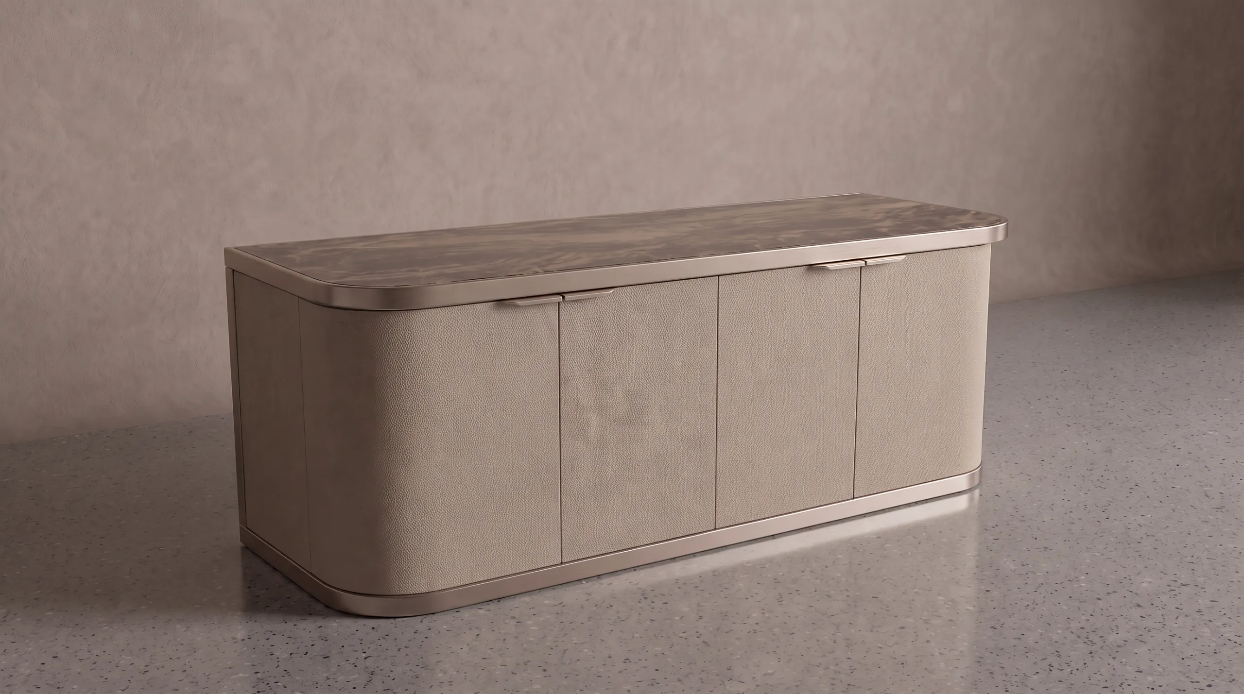 Marble-Top Buffet with Textured Finish
