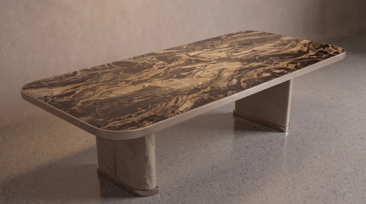 Marble Dining Table with Champagne Gold Frame