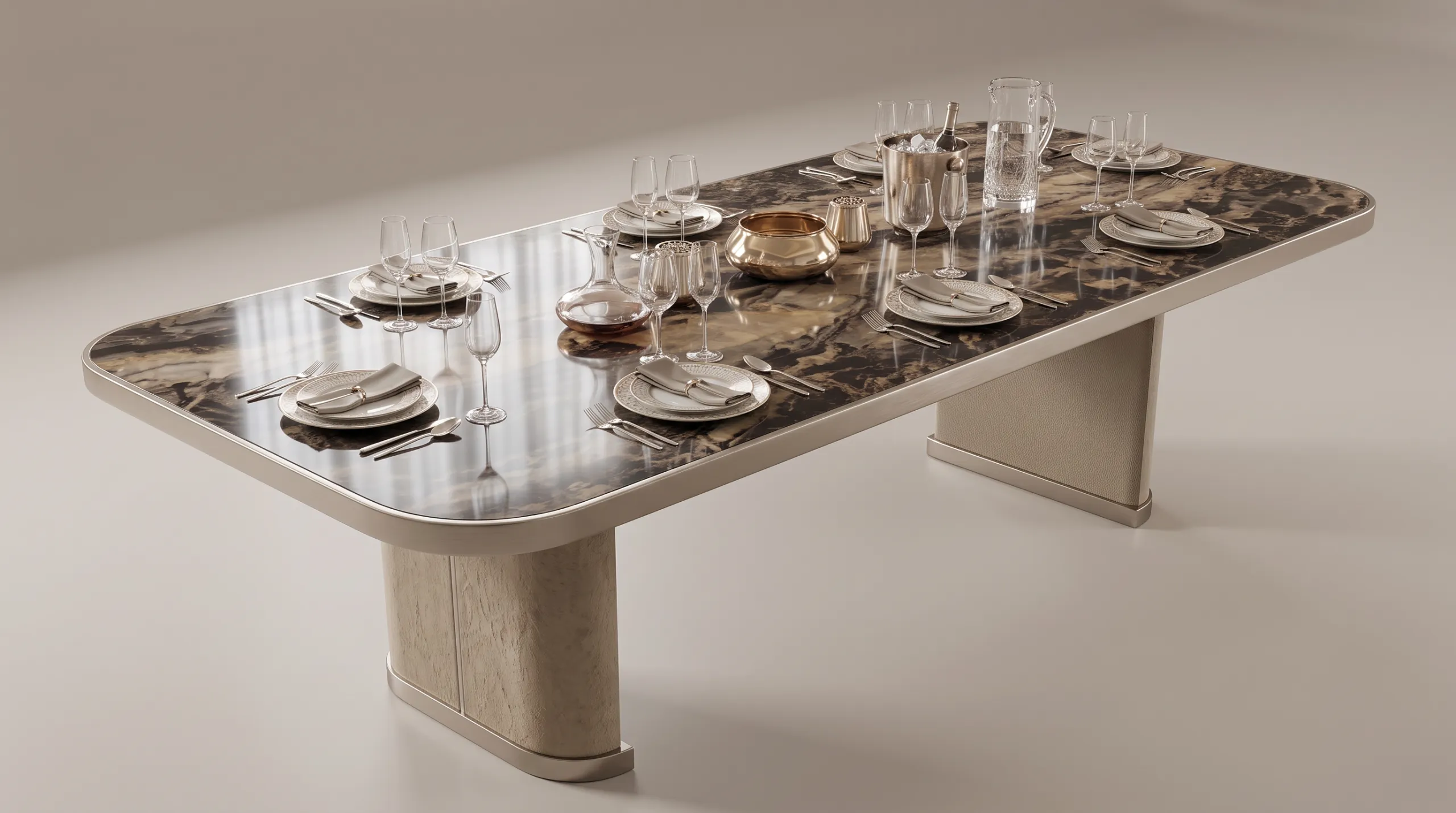 Marble Dining Table with Champagne Gold Frame